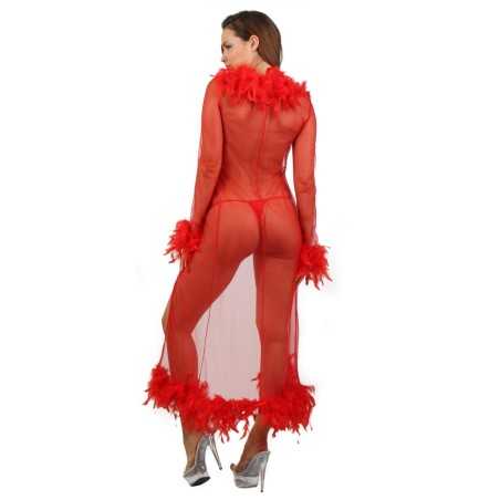 Rebeccatils Loveshop dans le 75 Deshabillé Long Plume Rouge