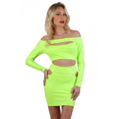 Rebeccatils Loveshop dans le 75 Robe ajourée Wetlook fluo