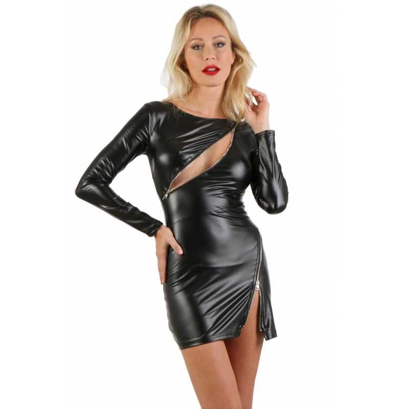 Rebeccatils Loveshop dans le 75 Robe Noir Glamour Wetlook Zip