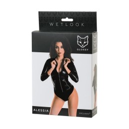 Rebeccatils Loveshop dans le 75 Alessia Body wetlook noir zipé